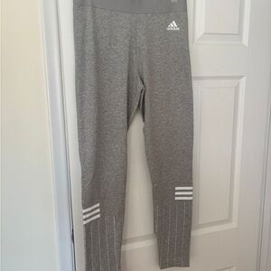 Adidas Women's Heather Gray Leggings with White Accents